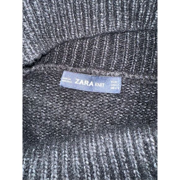 Zara Knit Boatneck Charcoal Gray Wool Blend Sweater Large - Picture 3 of 3